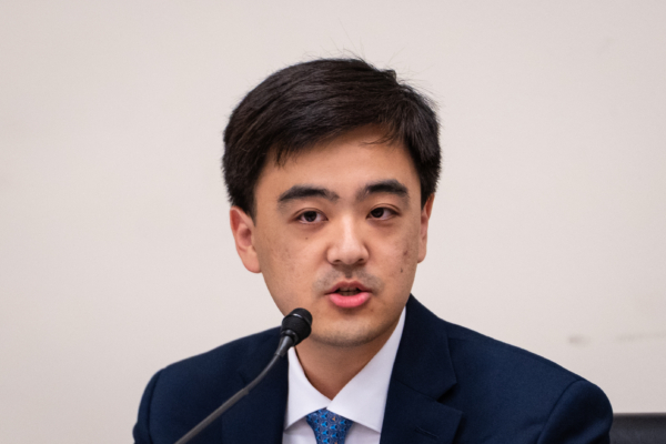 6月6日,美国国会众议院瑞本(Raybourn)大楼举行“中共升级在美国的跨国镇压”为主题的论坛活动。图为Mark Yang。( Madalina Vasiliu/英文大纪元)