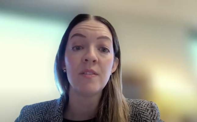 2025年10月16日,美国国际宗教自由委员会(USCIRF)举行线上听证会,主题为“中共国家控制宗教”。图为华府非营利机构“自由之家”总裁博雅吉安(Annie Wilcox Boyajian)在听证会发言中。( USCIRF视频截图)