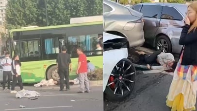 5��22�գ�����ʡ������һ����ɫ�γ���ʮ��·�ڸ������ٳ�ײ���������ˣ����¶��˱�ײ�ɡ�